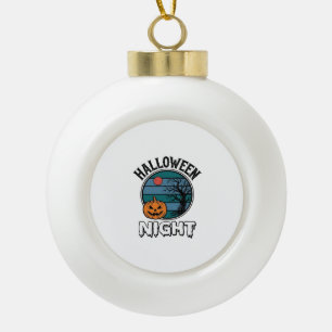 Vintage-Halloween-Nacht-Kürbisbaum-Shirt-Design_ Keramik Kugel-Ornament