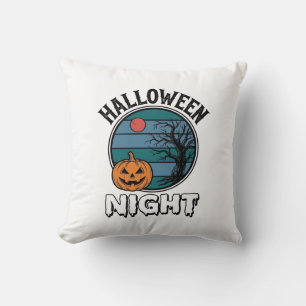 Vintage-Halloween-Nacht-Kürbisbaum-Shirt-Design_ Kissen