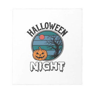 Vintage-Halloween-Nacht-Kürbisbaum-Shirt-Design_ Notizblock