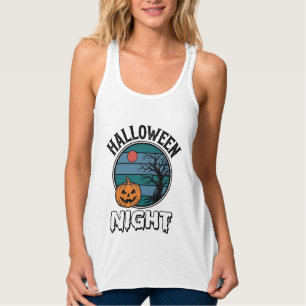 Vintage-Halloween-Nacht-Kürbisbaum-Shirt-Design_ Tank Top