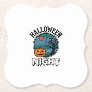 Vintage-Halloween-Nacht-Kürbisbaum-Shirt-Design_ Untersetzer