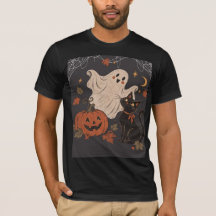 Vintage-Halloween-Nacht mit Kürbis und Geist
