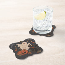 Vintage-Halloween-Nacht mit Kürbis und Geist