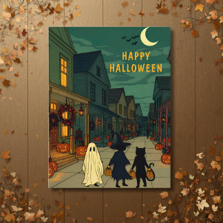 Vintage-Halloween-Nacht Trick-or-Treat Postkarte
