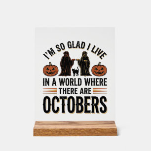 Vintage-Halloween-Oktober-Zitat-Kürbis-Katze-Desig Acrylschild