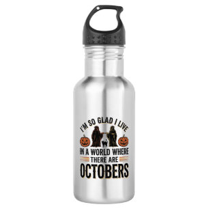 Vintage-Halloween-Oktober-Zitat-Kürbis-Katze-Desig Edelstahlflasche