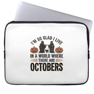 Vintage-Halloween-Oktober-Zitat-Kürbis-Katze-Desig Laptopschutzhülle