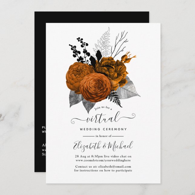 Vintage Halloween-Online-Virtuelle Hochzeit Einladung (Vorne/Hinten)