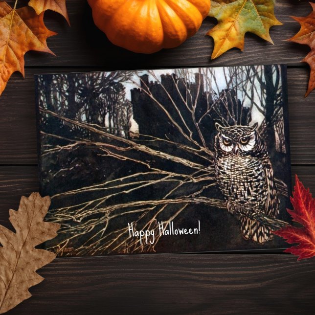 Vintage Halloween-Owl-Halloween-Karte Karte (Von Creator hochgeladen)