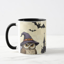 Vintage Halloween Owl Pumpkin Skeleton Spooky Tasse