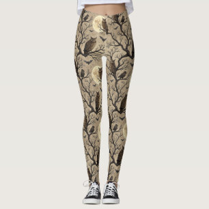 Vintage Halloween Owls & Moon Leggings