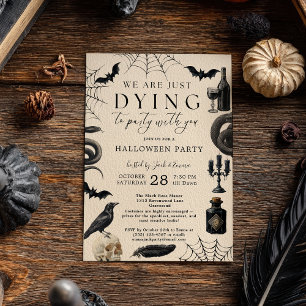 Vintage-Halloween-Party Einladung Goth-Rabe