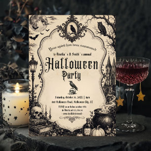 Vintage Halloween-Party-Einladung Gothic Rabe Einladung