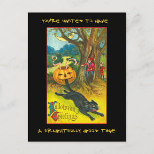 Vintage Halloween-Party-Einladung mit blutigem Tex Einladungspostkarte