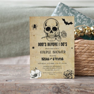 Vintage-Halloween-Party für Paare vor der Hochzeit Einladung