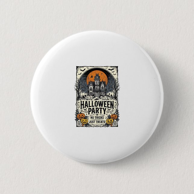 Vintage-Halloween-Party Keine Tricks, nur Leckerli Button (Vorderseite)
