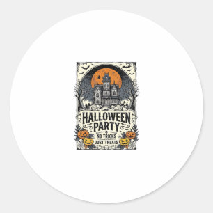 Vintage-Halloween-Party Keine Tricks, nur Leckerli Runder Aufkleber