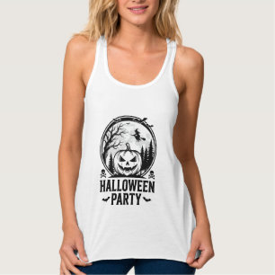 Vintage-Halloween-Party-Kürbis-Hexe-Shirt-Design Tank Top