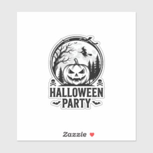 Vintage-Halloween-Party-Kürbis-Hexen-Shirt-Design Aufkleber
