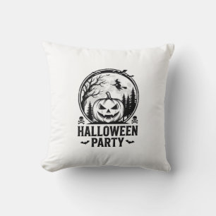 Vintage-Halloween-Party-Kürbis-Hexen-Shirt-Design Kissen