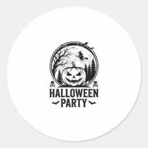 Vintage-Halloween-Party-Kürbis-Hexen-Shirt-Design Runder Aufkleber