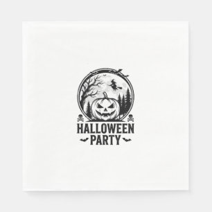 Vintage-Halloween-Party-Kürbis-Hexen-Shirt-Design Serviette