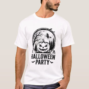 Vintage-Halloween-Party-Kürbis-Hexen-Shirt-Design T-Shirt