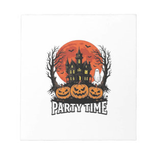 Vintage-Halloween-Party-Time-Geister-Kürbis-Shirt_ Notizblock