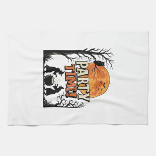 Vintage-Halloween-Party-Time-Hexenkessel-Shirt_ Geschirrtuch