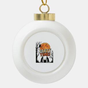 Vintage-Halloween-Party-Time-Hexenkessel-Shirt_ Keramik Kugel-Ornament