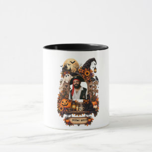 Vintage Halloween personalisiertes Foto Name Schwa Tasse