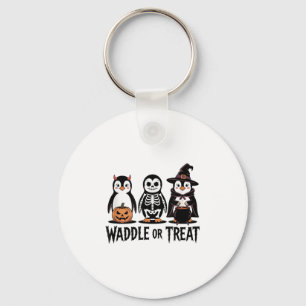 Vintage Halloween Pinguin Trick Or Waddle Gruselig Schlüsselanhänger
