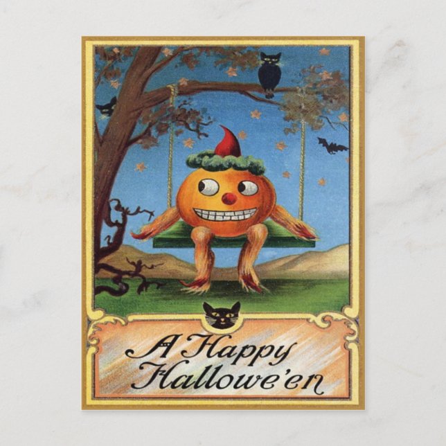 Vintage Halloween Postkarte (Vorderseite)
