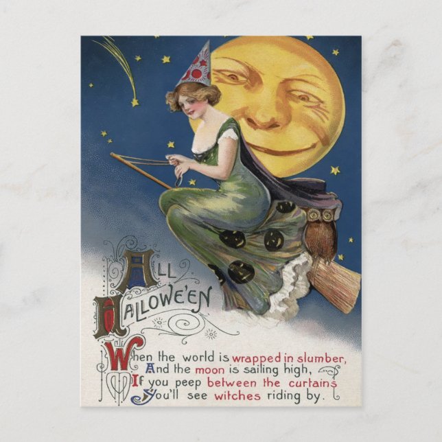 Vintage Halloween Postkarte (Vorderseite)