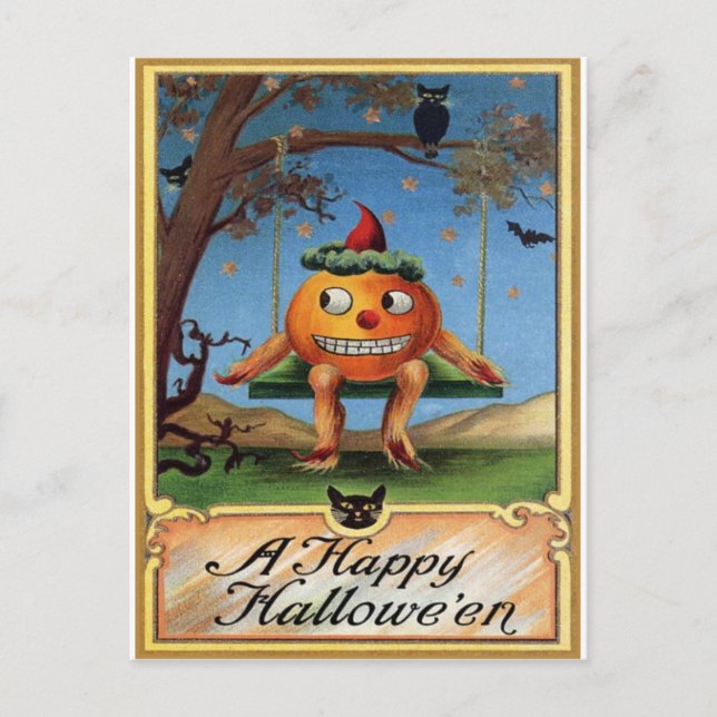 Vintage Halloween Postkarte (Vorderseite)