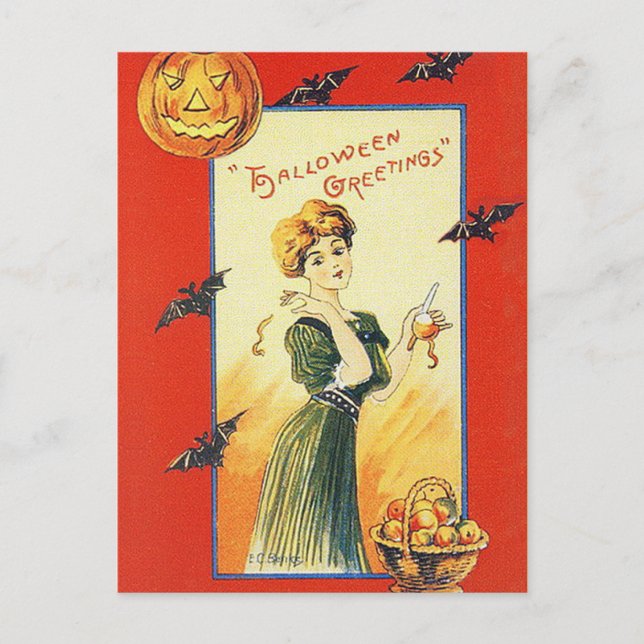 Vintage Halloween Postkarte (Vorderseite)
