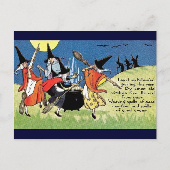 Vintage Halloween Postkarte (Vorderseite)