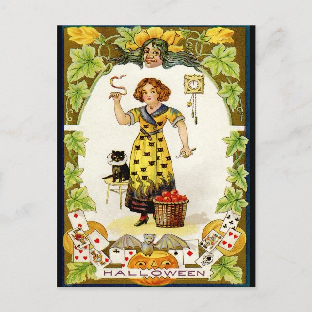 Vintage Halloween Postkarte (Vorderseite)