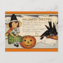 Vintage-Halloween-Postkarte: Enchanting Night of W