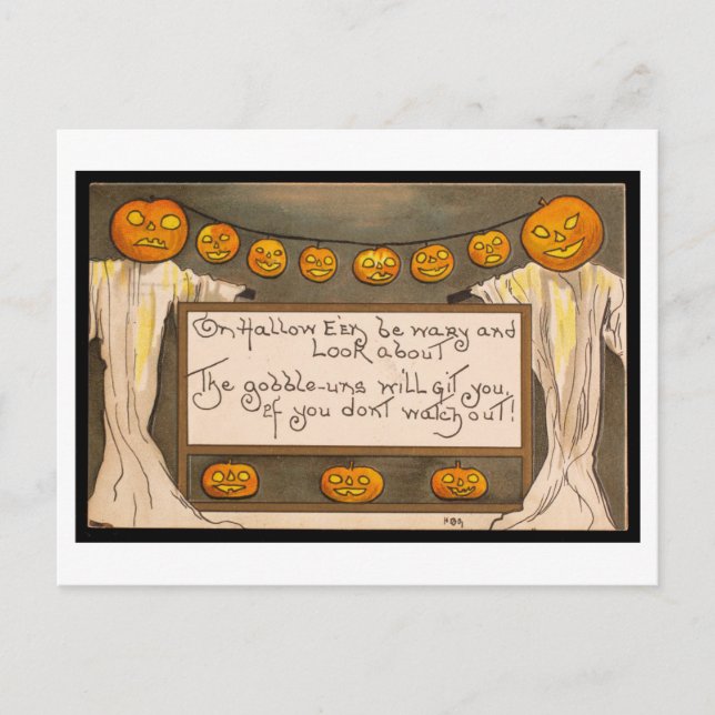 Vintage Halloween-Postkarte Postkarte (Vorderseite)