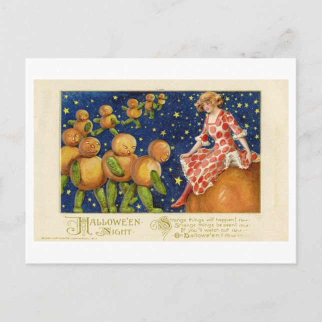 Vintage Halloween-Postkarte Postkarte (Vorderseite)