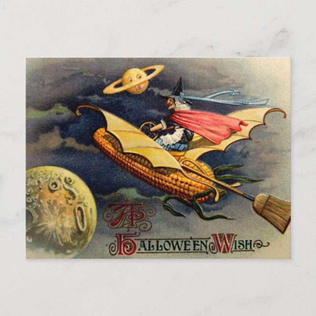 Vintage Halloween-Postkarte Postkarte (Vorderseite)