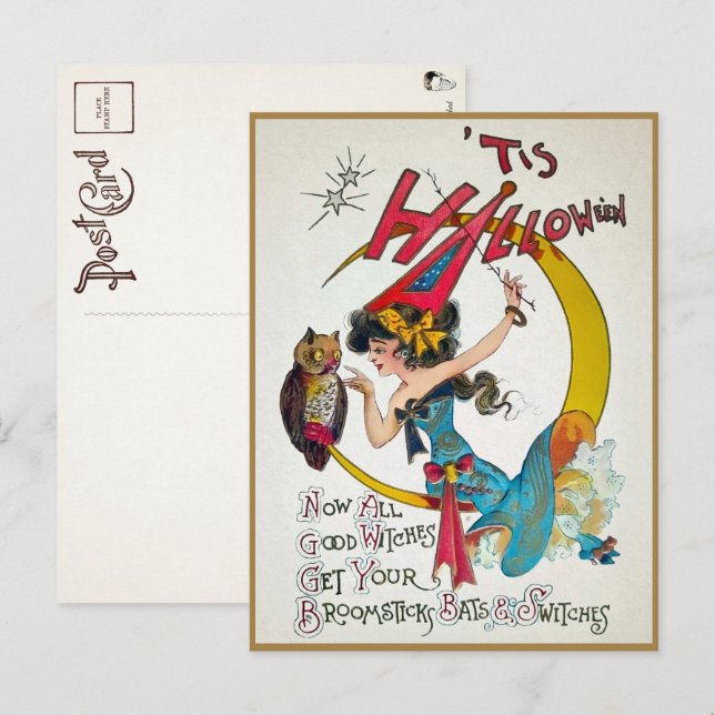 Vintage Halloween-Postkarte Postkarte (Vorne/Hinten)