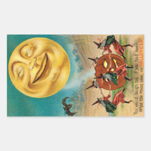 Vintage Halloween Postkarte Rechteckiger Aufkleber