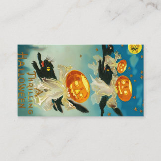 Vintage Halloween Pumpkin-Geister und Schwarze Kat Platzkarte