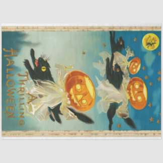 Vintage Halloween Pumpkin-Geister und Schwarze Kat Seidenpapier