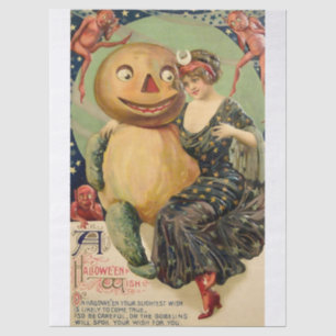 Vintage Halloween Pumpkin & Hübsche Girl-Dekoupage Seidenpapier