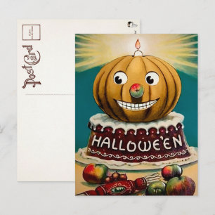 Vintage Halloween Pumpkin Postcard Postkarte