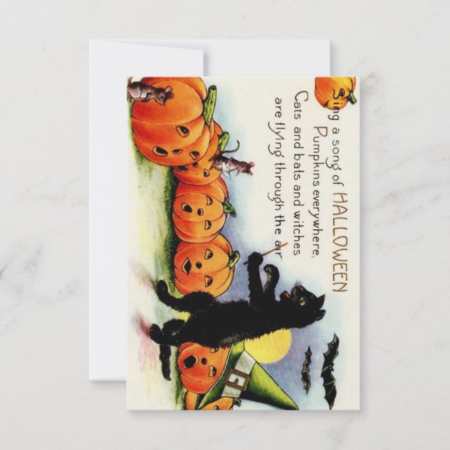 Vintage Halloween-Pumpkins-Antwortkarte RSVP Karte (Vorderseite)