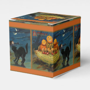 Vintage Halloween Pumpkins Black Cat Geschenkschachtel